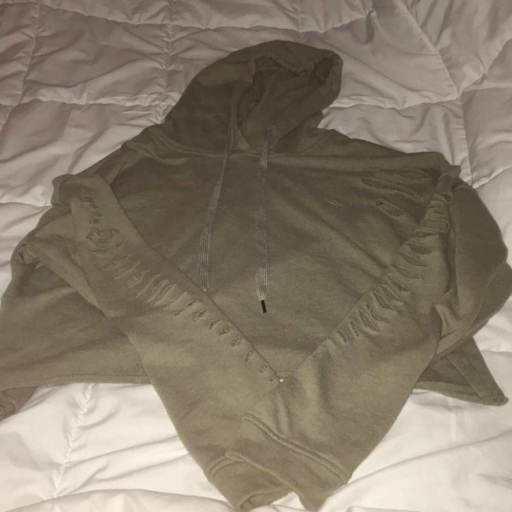 Olive green crop sweatshirt.